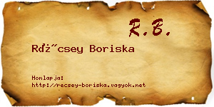 Récsey Boriska névjegykártya